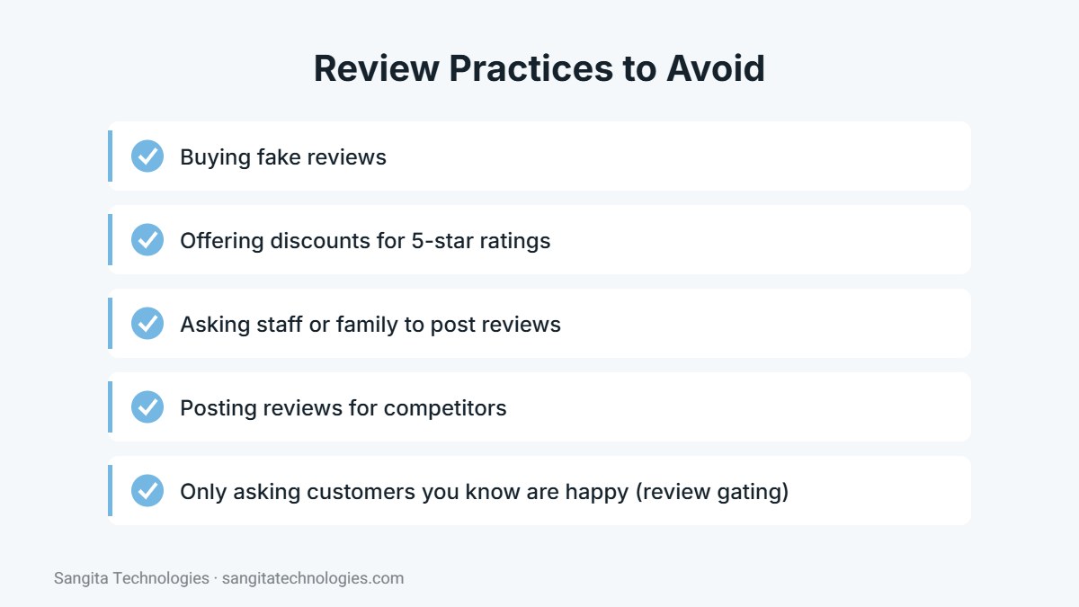 Google review practices to avoid